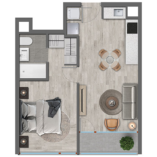 departamento moderno en venta tipo b1 de 1 dormitorio