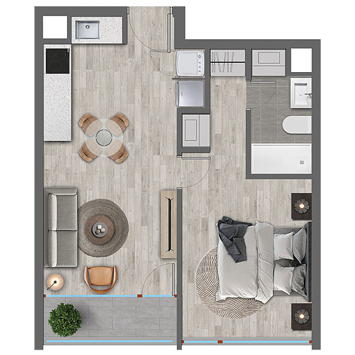 departamento moderno en venta de 1 dormitorio
