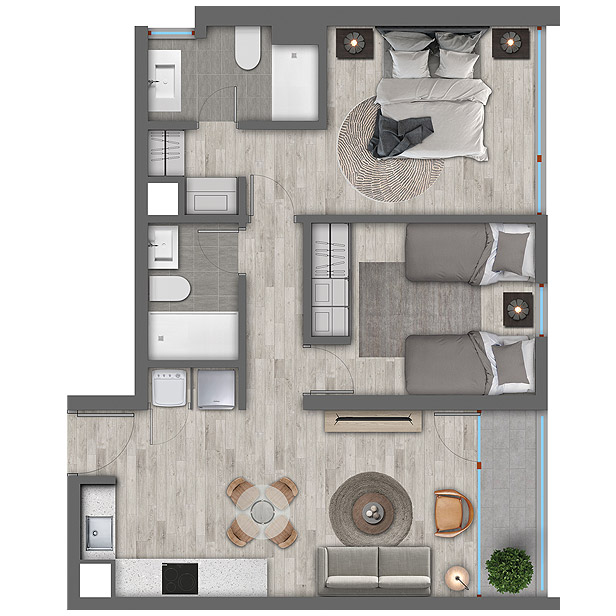 departamento moderno en venta de 2 dormitorios