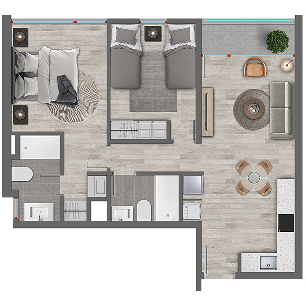 departamento moderno en venta tipo c2 de 2 dormitorio